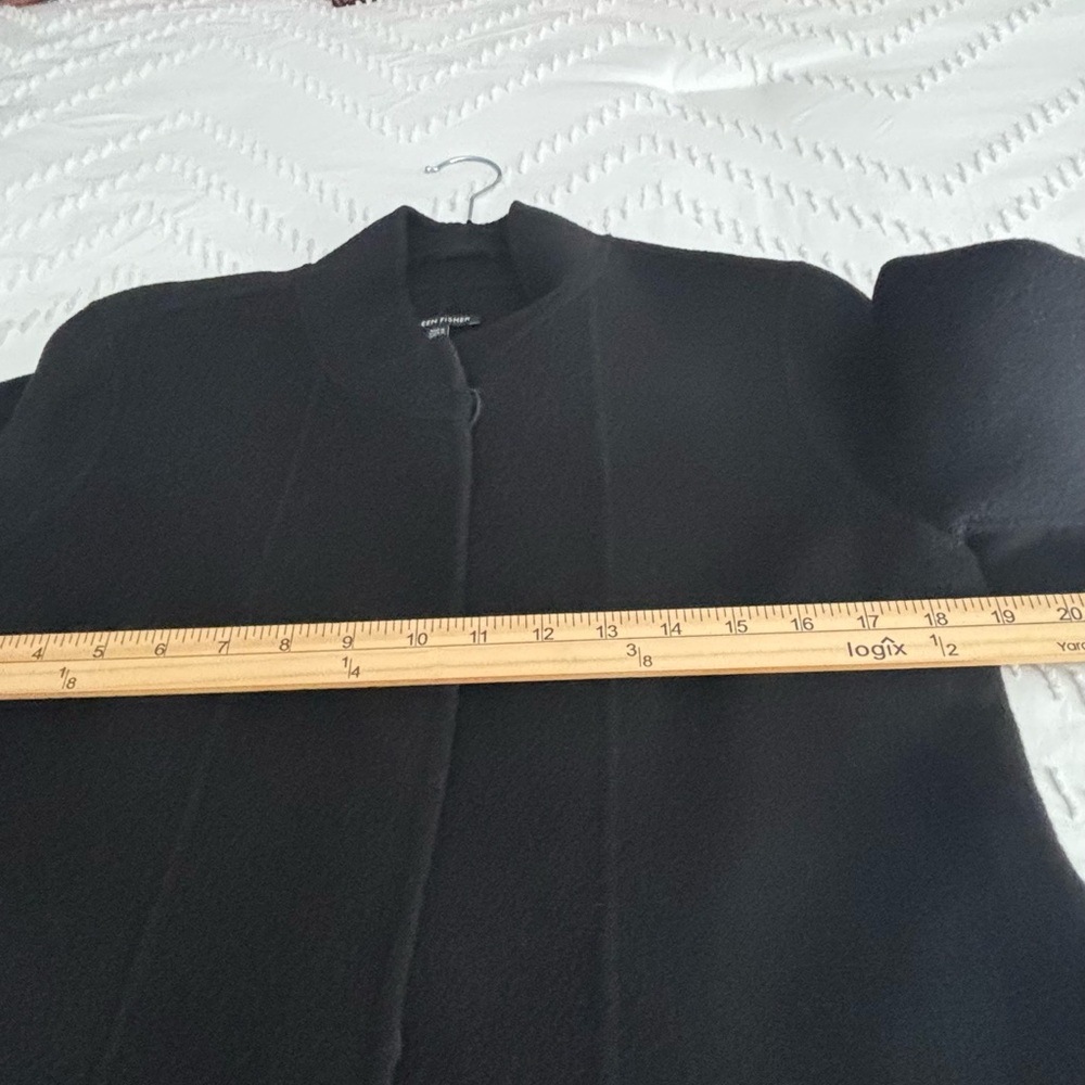 EILEEN FISHER VINTAGE BLACK WOOL SWING COAT (NEHRU) STAND UP COLLAR SZ XS- S - Picture 12 of 16